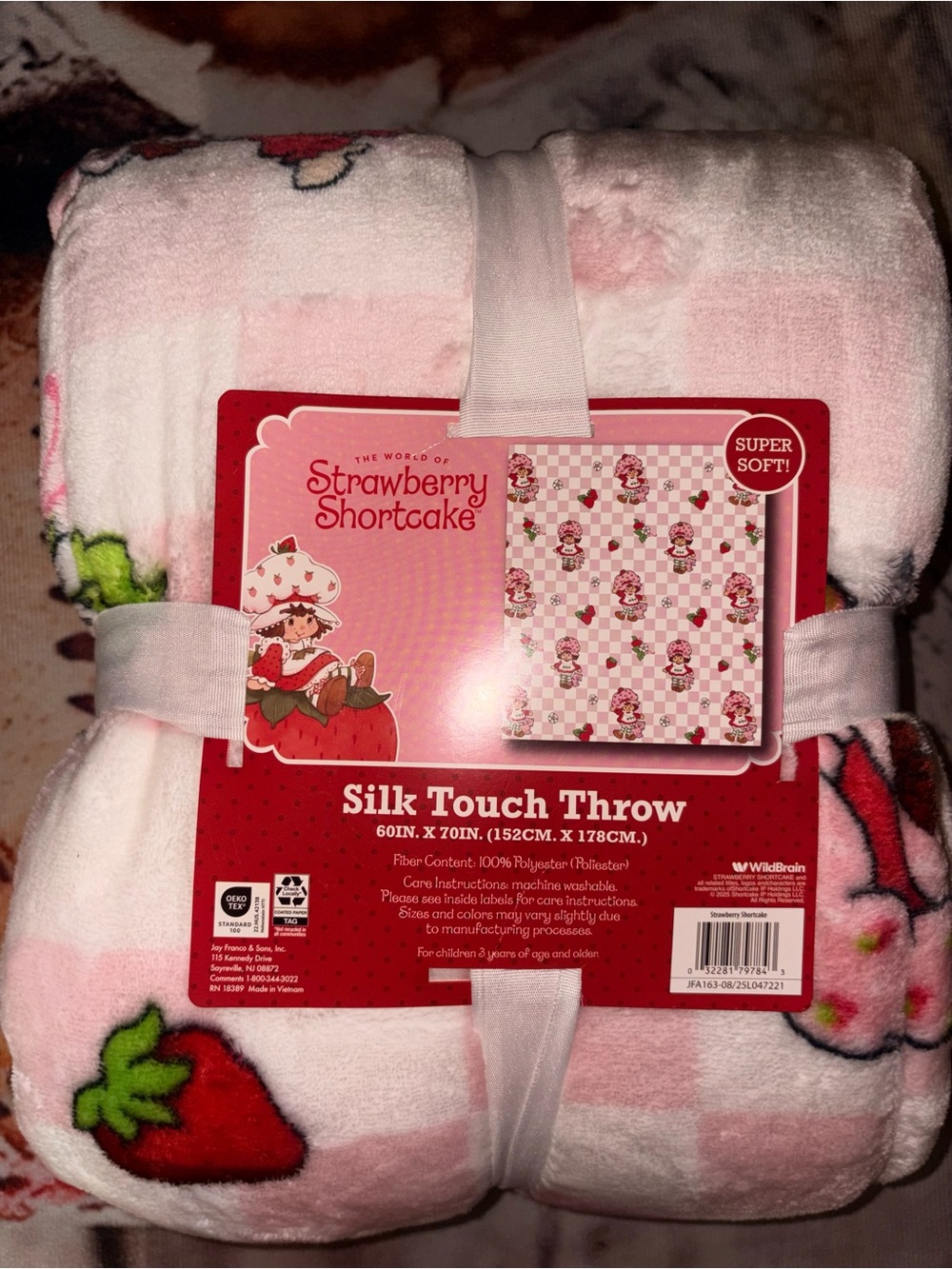 Strawberry Shortcake Pink Silk-Touch Throw Blanket